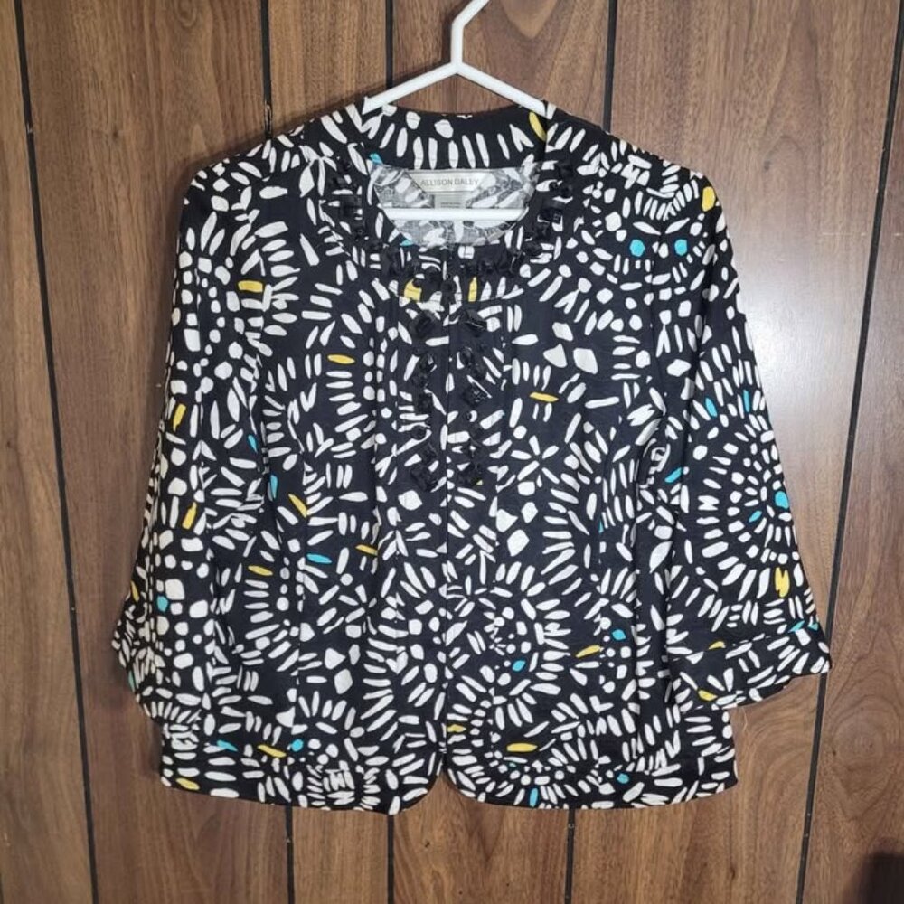 Women Allison Daley Black/White Patterned Jacket - Size 10